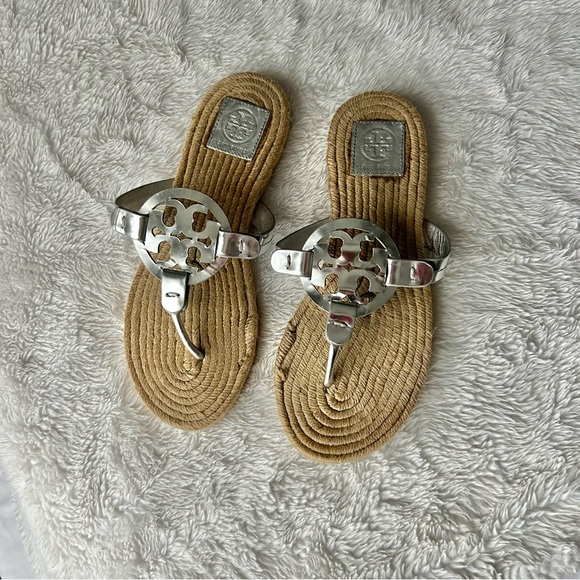 Tory Burch Silver and Tan Sandals - Picture 2 of 4